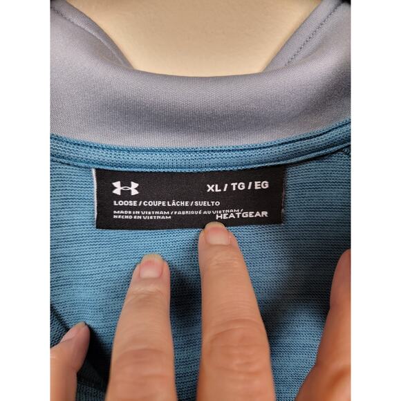 Under Armour Men's Size X-Large Green 1/4 Zip Pullover Loose HeatGear Spacedye - Picture 3 of 8